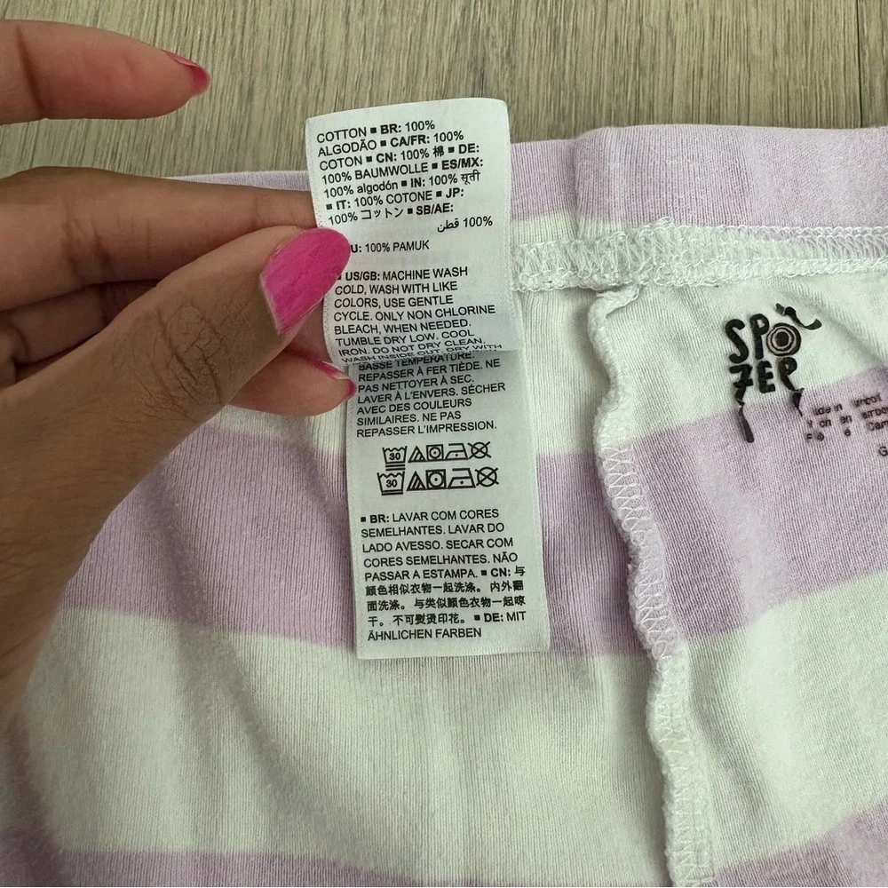 Spotted Zebra Girls Kids Pajamas 4T Purple Lavender White Striped 100% Cotton